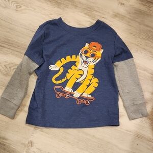 Jumping Beans Blue & Gray Tiger Graphic Long Sleeve Tee 3T